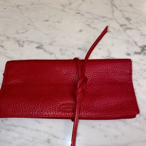 F.  HAMMMANN red leather travel jewelry roll